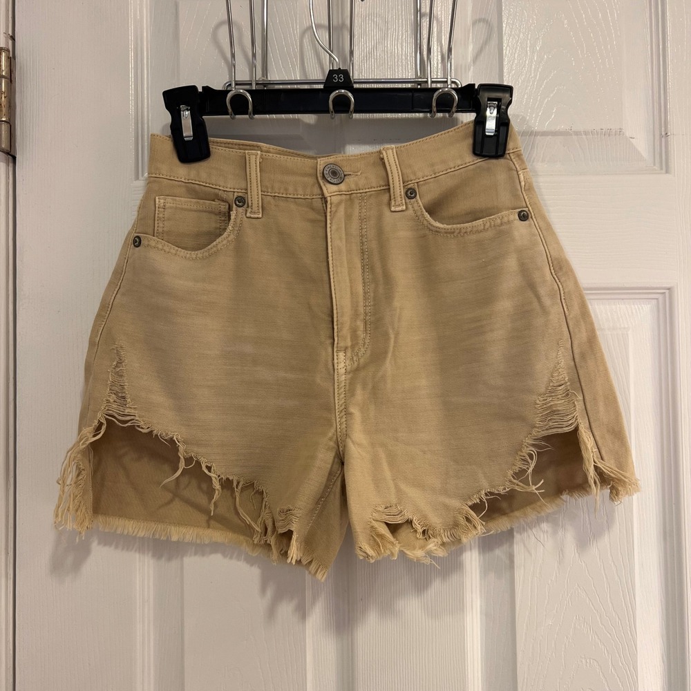 American Eagle Outfitters Tan Cutoff Distressed Denim‎ Shorts